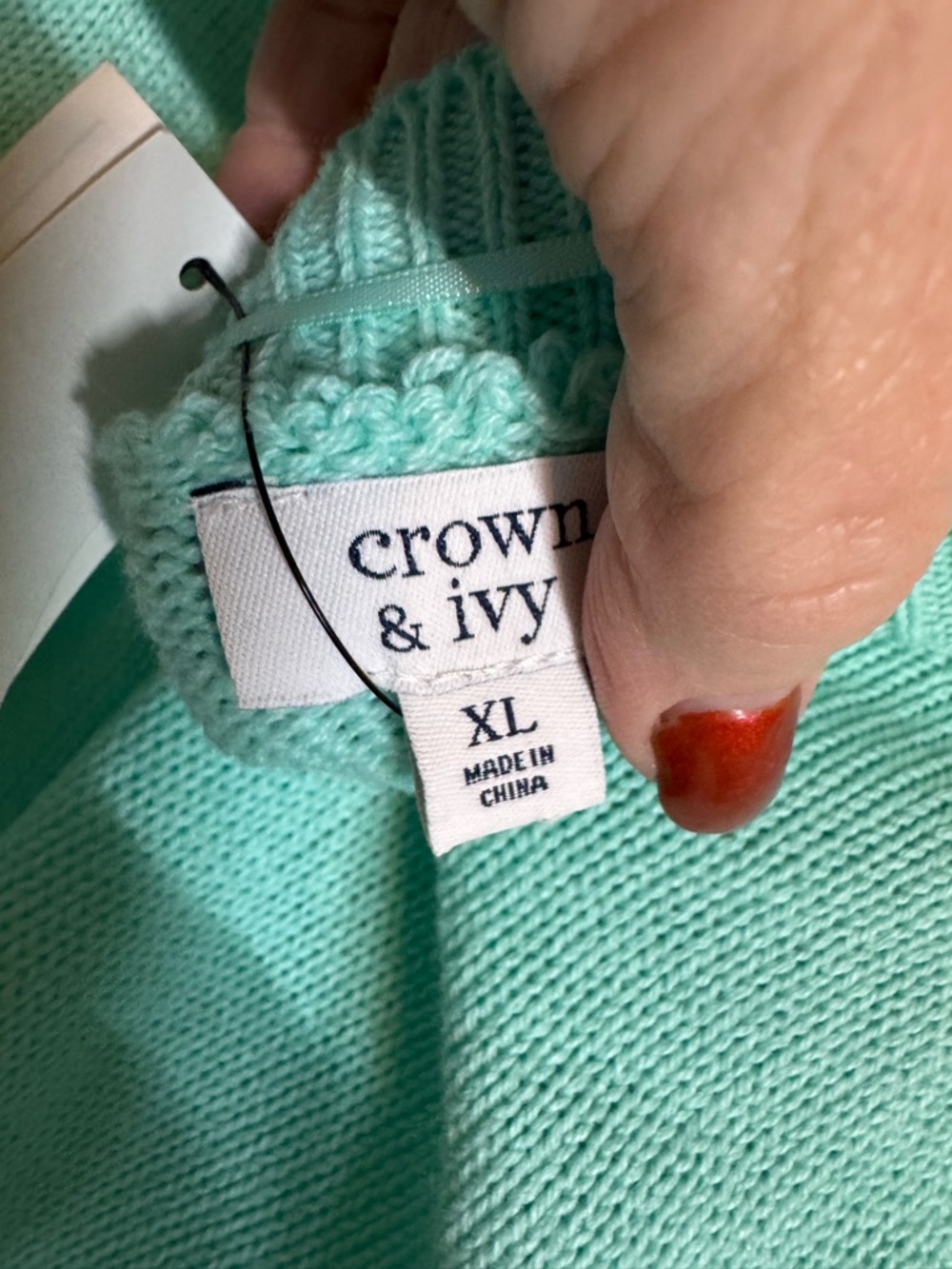 NWT Mint Cable Knit Ruffle-Shoulder Spring Sweater   XLARGE     #10 - Picture 7 of 11